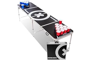 BEERCUP-CLASSICS Beer Pong Tisch Set - Audio Table - INKL. 100 Becher (50 Rot & 50 Blau), 6 Bälle, Regelwerk & 2 Gratis Bier Pong Racks