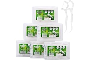 LAOYE Hilo Dental 300 Piezas, Palillos de Hilo Dental Plástico, Hilo Dental con Palillo de Dientes para Interdental Oral Limpieza Dental- Floss Sticks Palillo de Dientes Agarre Ergonómico- 50pcs / Caja* 6