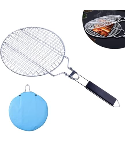 Griglia A Cestello Per Barbecue - In Acciaio Inox Pieghevole, 28x28 Cm | Per Pesce, Verdure E Carne - Foto 4