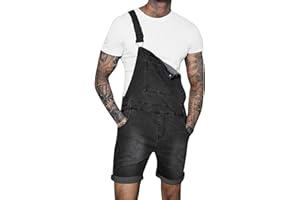 Duohropke Jeans Overalls for Men Summer Denim Dungarees Men's Short Dungarees Short Denim Dungarees Jumpsuit Braces Jeans Trousers Denim Overalls