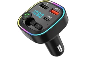 INAJOKE Bluetooth 5.3 FM Car Adapter Bluetooth Transmitter for Car QC3.0 & PD 20W 12V Fast Charging Universal Cars Charger Wireless Radio Hands Free Calling with Dual USB and 1 Type C, Support USB/Micro SD/TF