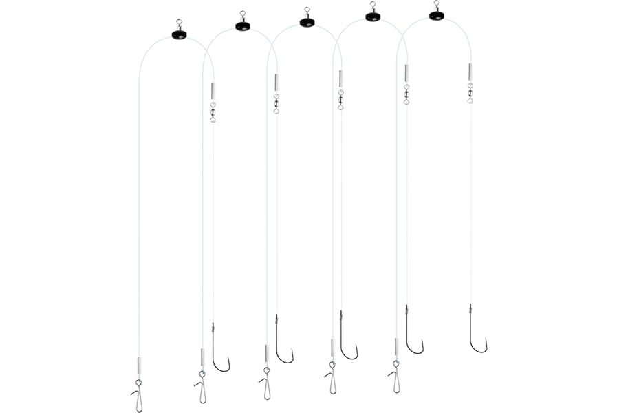 Luroad 5pcs Sea Fishing Pulley Rigs, Single & Double Hooks, Sizes 1/0, 2/0, 3/0, Black, Nickel