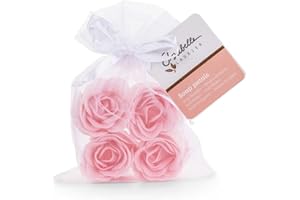 Isabelle Laurier - Set mit 4 Baderosen in einem Organza-Beutel – Konfetti Rosenblüten mit 98% natürlichen Inhaltsstoffen – Geschenk für Damen