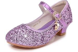 Hixingo Chaussures de Princesse Fille 2-10 Ans, Ballerines Enfant Chaussures Plates Mary Jane, Glitter Shinning Paillettes Enfants Mary Jane pour Anniversaire Mariages et Fêtes