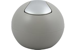 Spirella Kosmetikeimer 1 Liter Abfalleimer Schwingdeckeleimer Tischabfalleimer Bowl matt, Kunststoff, Taupe Mat