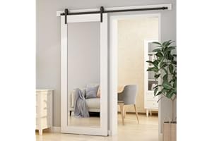 BONIKLUBA Rail Porte Coulissante 153cm Kit Roulette Suspendue Systeme Noir pour 1 Porte Coulissante Interieur 76cm Large, Petite Roue J-forme