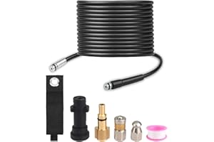 EAWONGEE Pressure Washer Drain Pipe Hose Cleaning Kit with Jet Nozzle and Rotating Jet Nozzle for Karcher K2 K3 K4 K5 K6 K7 Series and LAVOR Pressure Washer, 15M, 180Bar