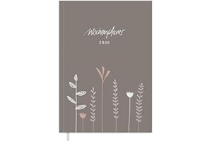 ‎EINE DER GUTEN Eine der Guten Terminkalender A5 - Kalender 2026, Wochenplaner & Notizbuch, Softcover Taschenkalender Terminplaner, leicht & übersichtlich, Grau Beige mit Blumen, klimaneutral, FSC Papier