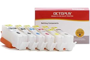 OCTOPUS Cartucce di stampa ricaricabili compatibile per Canon PGI-550, CLI-551 incl. grigio con chip autoreset (non OEM) per Canon Pixma MG 7150, IP 8750, MG 6350, IP 8700, MG 7100, MG 6300