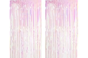 Transparent Rosa Backdrop Streamers AILEXI 2 Pack 1M*2.5M Metallic Tinsel Folie Fringe Vorhänge für Photobooth Party Dekor