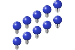HUAMU LED Colourful E27 Coloured Light Bulbs 2W = 20W Decorative Light and Design 200 Lumens AC220V-240V Decoration Lamp in Class Golf Ball Shape Blue Pack of 10