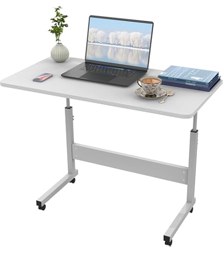 HaodaCulture Kleine tafel, bureau, werkplek, computerbureau met wieltjes, in hoogte verstelbaar draagbaar met vak voor tablet, 80 x 40 x 69-90 cm HaodaCulture Kleine tafel, bureau, werkplek, computerbureau met wieltjes, in hoogte verstelbaar draagbaar met vak voor tablet, 80 x 40 x 69-90 cm