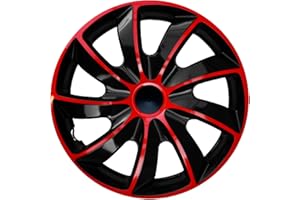 Ohmtronixx QUAD Radkappen 14 Zoll 4er Set, rot-schwarz, Radzierblenden aus ABS Kunststoff