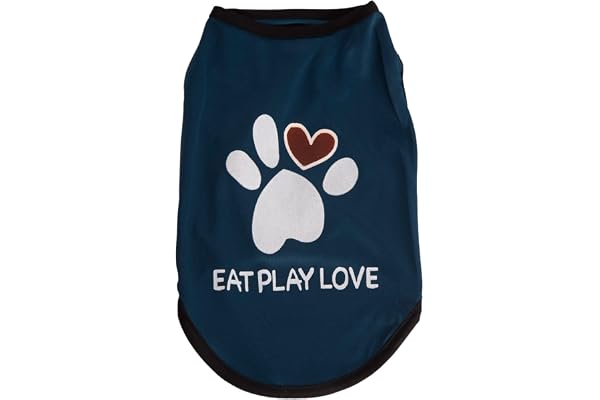 Lulala Printed Pet Shirt Summer Pet T Shirt Cool Puppy Pet T-Shirts Soft Breathable Pet Sweatshirt for Small Medium Cats (Heart Love Paw Pattern (Blue, 18 INCH)