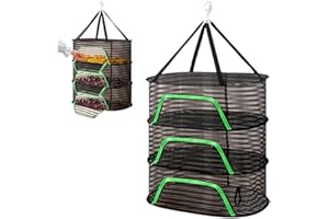 ZJILIXIA Hängendes Trockennetz Mit Reißverschluss,Trockennetz Kräuter,Mesh Trockennetz,Faltbar Kräutertrockner Mit Reißverschlüssen,Für Trocknen Von Samen Fisch Gemüse Obst Kräuter (Schwarz, 3-Lagiges)