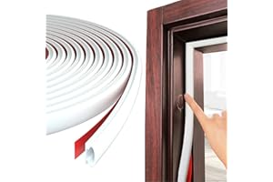 Esufeir 315”/8M D-shape Rubber Door Sealing Strip Upvc Window Weather Stripping for 2.5-6mm Gap,Self Adhesive Pvc Soundproofing Front Door Frame Insulation Seal Draft Excluder,Noise Wind Blocker,White