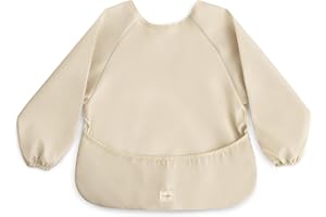 mushie Bavoir Manches Longues Bébé | Tablier Bébé pour Manger Imperméable | Ajustement Réglable pour 6-24 Mois |
