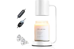 Taste of Beauty UK Candle Warmer Lamp with 2hr/4hr/8hr Timer, 110V-120V Candle Lamp Warmer, Dimmable Scented Candles Melter Lamp (White)
