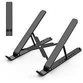 Laptop Stand for Desk, Adjustable Laptop Riser ABS+Silicone Foldable Lap Desk Portable Computer Holder, Ventilated Cooling No