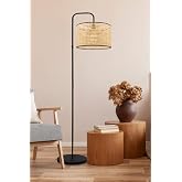 Bohhem Suitable Metal G&ouml;vdeli Rattan Hasır Başlık &Ccedil;ok Ama&ccedil;lı Lambader Salon K&ouml;şe Lambası &Ccedil;ok Renkli