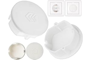 ‎YOUR DAY MATE Osłona gniazdek elektrycznych, 4 sztuki, biała, ochrona przed kurzem, wodą rozbryzgową, do gniazda SchuKo typu F, pokrywa do listwy zasilającej, wielu gniazd, bęben kablowy, kuchnia, warsztat, hotel