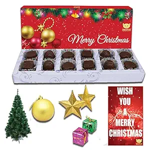 Christmas Hampers, Complete Christmas Celebration Kit, Merry Christmas Chocolates, Premium Xmas Gift Box, 12 pieces + FREE Xmas SANTA Toy, FREE Merry Christmas Greetings Card, FREE Xmas Stars, FREE Xmas Tree, FREE Xmas Gifts