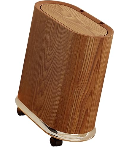 Denash Pattumiera Alta Con Ruote 15 Litri – Stretta E Capiente, Gambe Rialzate E Coperchio Scorrevole, Per Bagno, Soggiorno E Ufficio, Colore Rosso