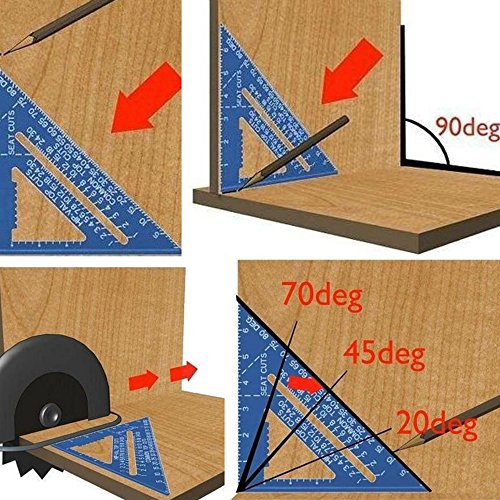 suyizn 17,8 cm Aluminium Legierung Dachsparren quadratisch Dreieck Lineal Winkelmesser Messwerkzeug schwarz s0101syz3 - 5