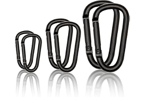 'Black Carabiner Clip, Includes Mini 2 Inch Carbineers, Small 2.3'' D Ring Clip, Large 3 Inch Carabiner Heavy Duty, Aluminum Caribiner Keychain Hook for Backpack Hiking Camping'