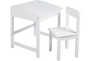 roba Wooden Children's School Desk with Chair - Openable Desk with Soft-Close Hinges and Grooved Pencil Sloth