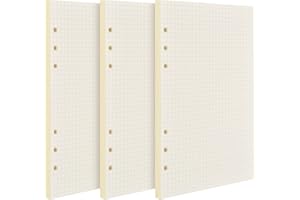 COZLLY 3 Packungen A5 Nachfüllpapier A5 Papier Kariert A5 Papier Gepunktet Nachfüllbare Refill Paper Nachfüllbar Notizpapier 135 Blätter 6 Löcher Nachfülleinlagen Loose Notizpapier(Kariert)