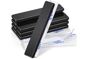 Wukong 50×10×3mm Calamite Potenti Magnete Nero, 8 Pezzi Magneti Neodimio Calamite Adesive, Magneti Rettangolari per Cucine, Uffici e Magazzini