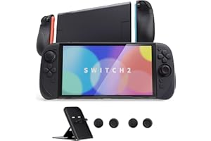 PlayVital Funda Protectora para Nintendo Switch 2 (2025) - Agarre de Silicona con Carcasa Trasera de PC, Protector con Soporte Plegable y Tapas para Joysticks - Serie Ranger (Negro)