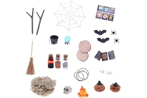 Luwecf 27x Dollhouse Halloween Miniature Ornament Set Dollhouse Mini furniture Dollhouse Decoration Outdoor Accessories Mini Decoration for Home Landscape Party Bedroom Gift for Kids Girls