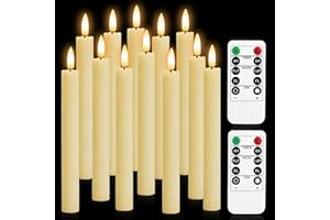 Hengrongshen Chandelle Led, 12 Pièces 25 CM Bougies Bâton LED Longues & Fines avec Fonction Minuterie & Scintillement, Bougie Chandelier LED avec Télécommande pour Décoration Halloween, Intérieure