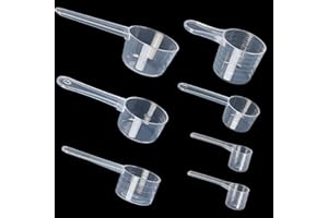 TCNZDY 7Stück Dosierlöffel, Messlöffel Gramm, Messlöffe Scoopl Transparent Measuring Spoons Mit Einer Skala 10ml, 15ml, 20ml, 30ml, 40ml, 50ml, Scoop Löffel Geeignet für die Extraktion Proteinpulver