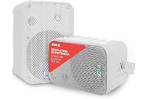 Pyle par de Altavoces de Pared, Techo, Inalambrico, Impermeable, Waterproof, Exteriores, Interiores, Par de 3.5” de 3 vias, Activo, Pasivo. Color Blanco