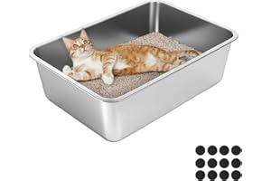 Lohofrnny Lettiera per Gatti in Acciaio Inox, 50×35×15cm Lettiera per Conigli, Lettiera Gatto Grande per Gatti e Conigli, Non Assorbe mai gli Odori, Toilette per Conigli