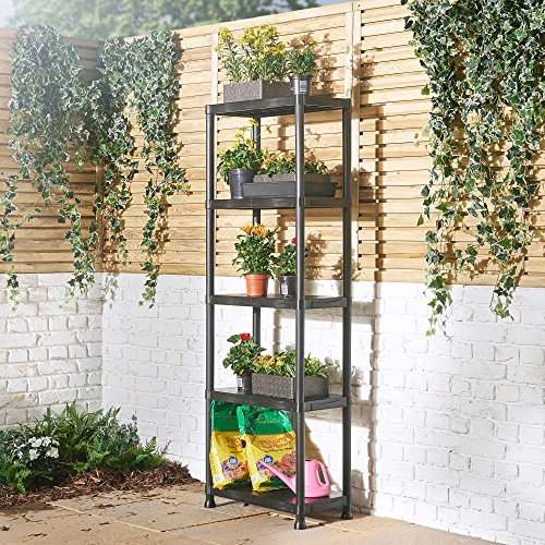 VonHaus 5 Tier Plastic Shelving Unit Weatherproof Shed Storage