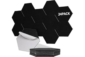 Sonuvia 24 Stück Hexagon Akustikplatten selbstklebend, Abdeckung 1.4㎡, Schallschutz & Schalldämmung für Wände & Türen – 230kg/m³, NRC 0.95, 100% Polyester, Ideal für Schallschutz Wand, Schwarz