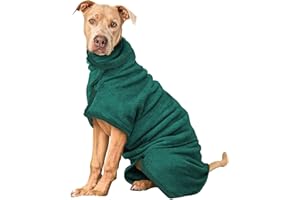 PETTOM Accappatoio per Cani Microfibra, Accappatoio per Animali Super Assorbente, Asciugamano Cane Grande Medio e Piccolo (Verde,L)
