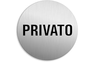 OFFORM DESIGN Targhetta per Porta - Privato Targa Ø 75 mm Alluminio spazzolato auto-adhesiva