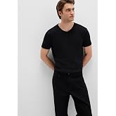 V Yaka Siyah Basic Tiş&ouml;rt Fitted/V&uuml;cuda Oturan Kesim 063748-900