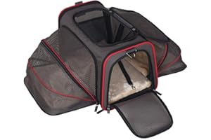 ABISTAB Transportbox Katze und Hunde Hundebox faltbar Tragetasche für Auto- und Flugreisen geeignet Tragetasche Maxi zweiseitig ausklappbar mit Langer Shultergurt