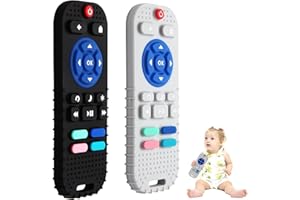 Hooku 2 Pack Remote Teether for Baby, Silicone Teethers for Babies 6-12 Months, Baby Teething Toys for Babies 0-6 Months, Sensory Toys for Babies, Toddler Infant Newborn Toys Baby Girl Boy Gifts
