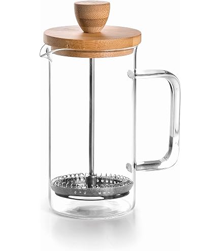 Cafetière à Piston VIER 1 Litre - Verre Borosilicate Résistant - Filtre Inox - Pour Café Et Thé - 4 à 6 Tasses