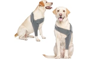 Katzinst Recovery Sleeve Hund, Kniebandage Hinterbein, Ellenbogenbandage, Elastizität Ellbogenschoner vorne rechts Links Bein für Wunden, Bandagen, Anti Lecken, Grau XL