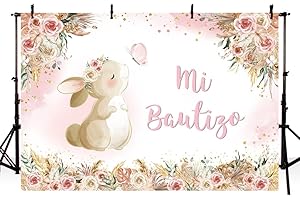 AIBIIN Fondo Temático de Bautizo y Comunión - Diseño de Conejo para Niña - 7 x 5 Pies - Decoración para Fotografía y Estudio Fotográfico