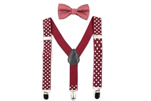 HANERDUN Kids Braces Bowtie Sets Adjustable Suspenders With Bow Ties Gift Idea For Boys And Girls