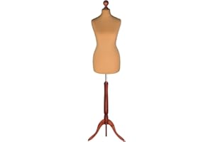 Display Guru Tailor Dummy torso Female UK Size 14/16 Dark Wood TRIPOD Gold